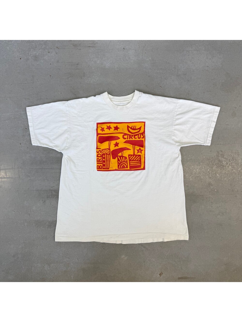 Vintage 90s Circus Birds Art Graphic Flawed T-Shirt White Extra Large